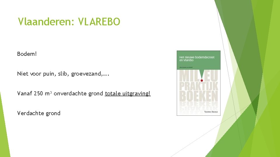 Vlaanderen: VLAREBO Bodem! Niet voor puin, slib, groevezand, . . . Vanaf 250 m³