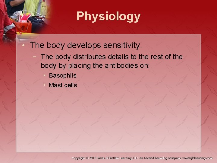 Physiology • The body develops sensitivity. − The body distributes details to the rest