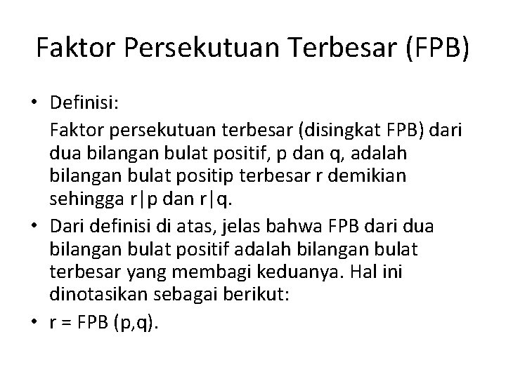 FPB dan KPK Konsep Habis Dibagi Definisi Jika