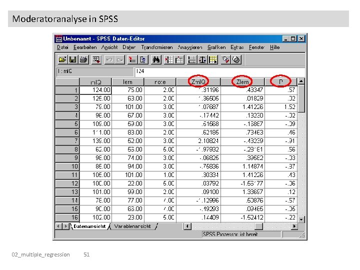 Moderatoranalyse in SPSS 02_multiple_regression 51 