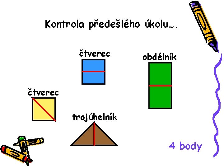 Kontrola předešlého úkolu…. čtverec obdélník čtverec trojúhelník 4 body 