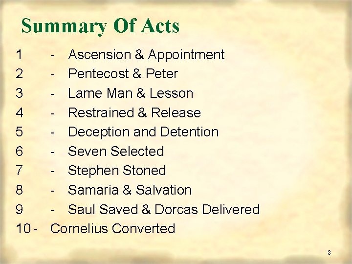 Summary Of Acts 1 2 3 4 5 6 7 8 9 10 -