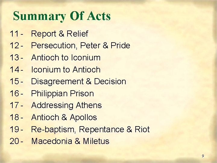 Summary Of Acts 11 12 13 14 15 16 17 18 19 20 -
