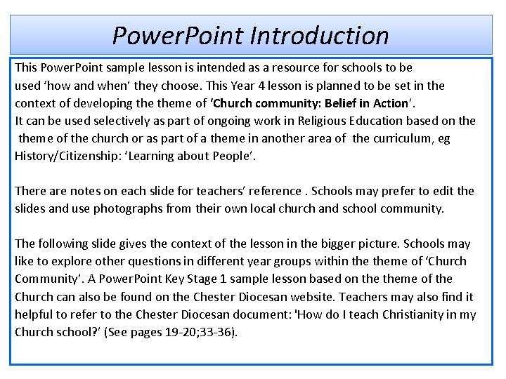 Power. Point Introduction This Power. Point sample lesson is intended as a resource for