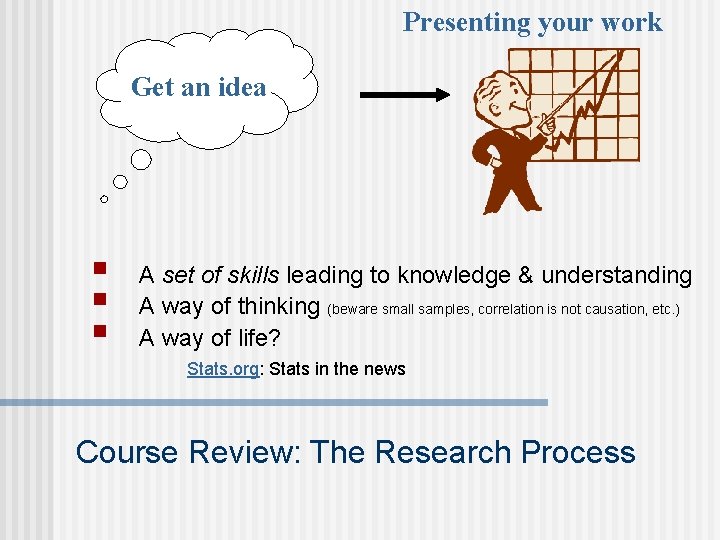 Presenting your work Get an idea § § § A set of skills leading