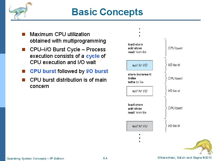 Basic Concepts n Maximum CPU utilization obtained with multiprogramming n CPU–I/O Burst Cycle –