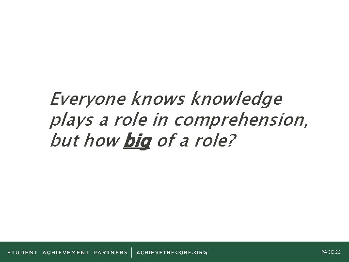 Everyone knows knowledge plays a role in comprehension, but how big of a role?