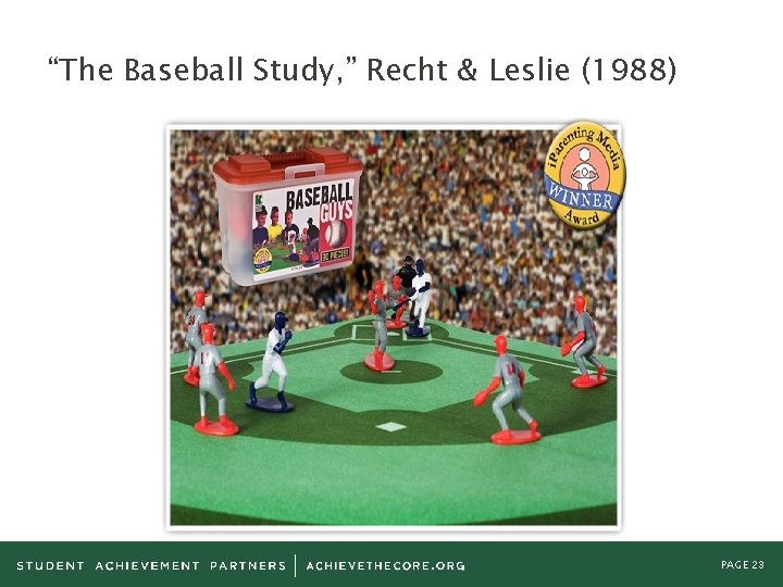 “The Baseball Study, ” Recht & Leslie (1988) PAGE 23 