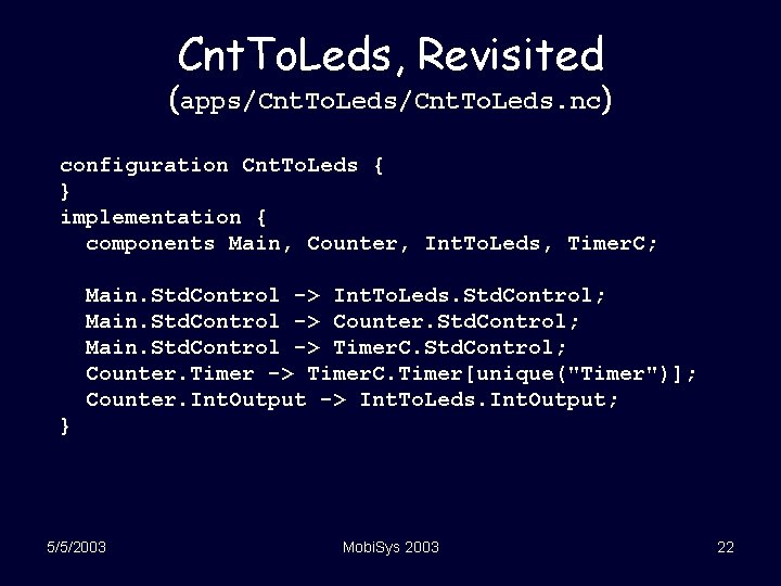Cnt. To. Leds, Revisited (apps/Cnt. To. Leds. nc) configuration Cnt. To. Leds { }