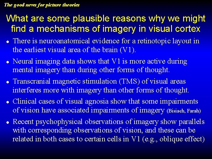 The good news for picture theories What are some plausible reasons why we might