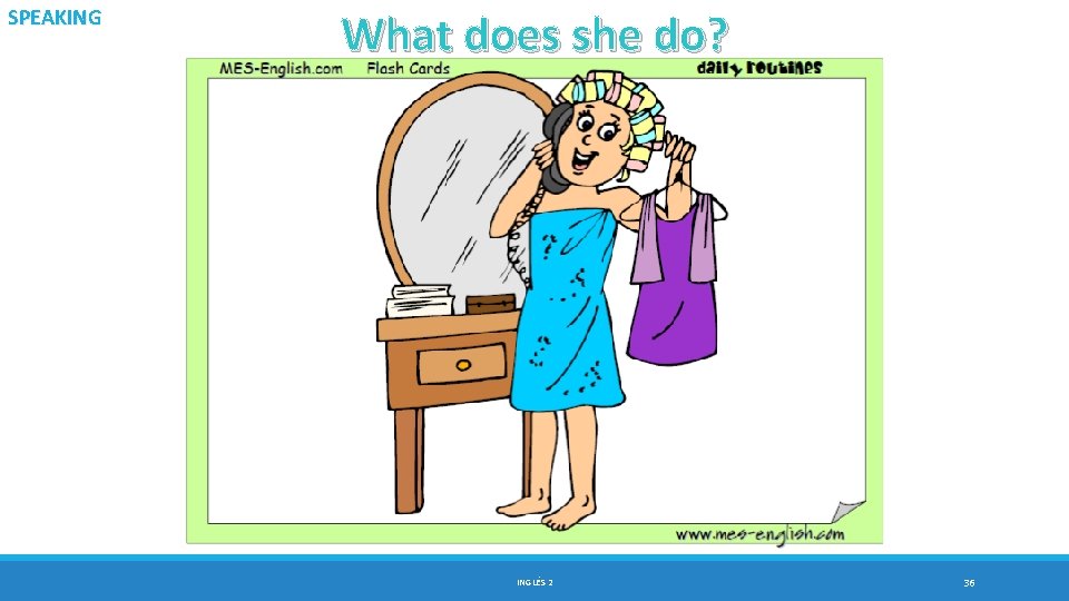 SPEAKING What does she do? INGLÉS 2 36 