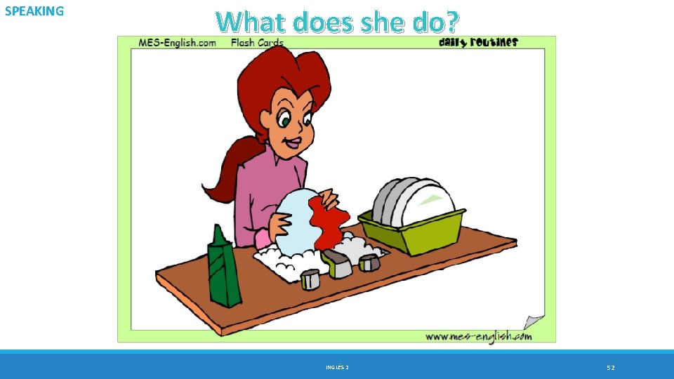 SPEAKING What does she do? INGLÉS 2 52 