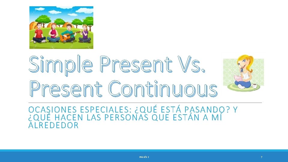Simple Present Vs. Present Continuous OCASIONES ESPECIALES: ¿QUÉ ESTÁ PASANDO? Y ¿QUÉ HACEN LAS