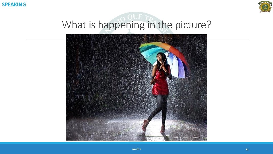SPEAKING What is happening in the picture? INGLÉS 2 81 