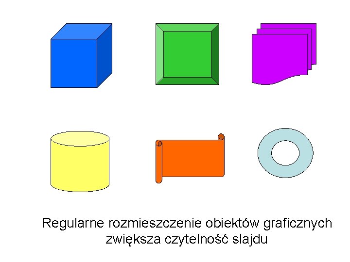 Regularne rozmieszczenie obiektów graficznych zwiększa czytelność slajdu 