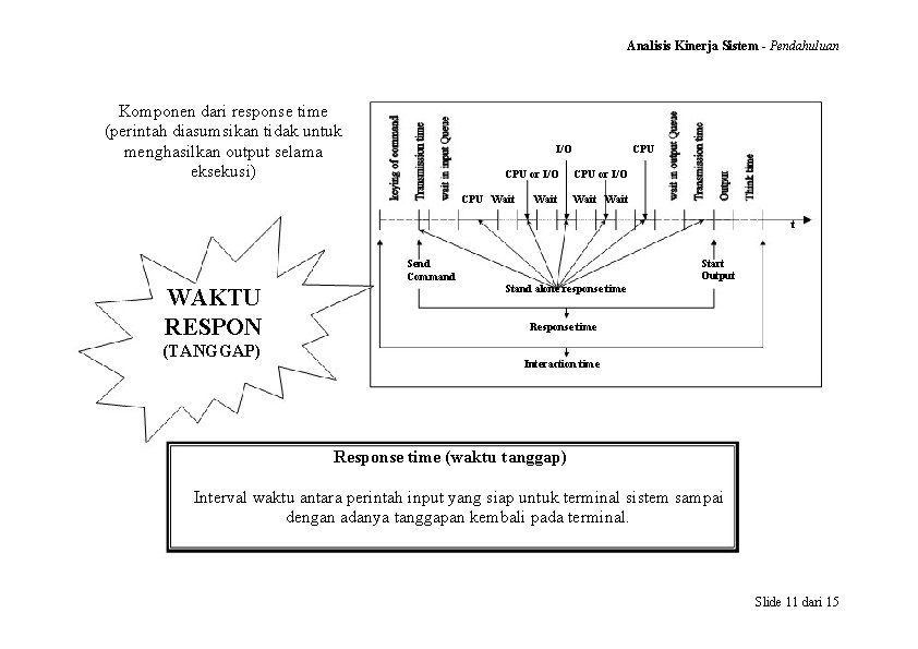 Analisis Kinerja Sistem - Pendahuluan Komponen dari response time (perintah diasumsikan tidak untuk menghasilkan