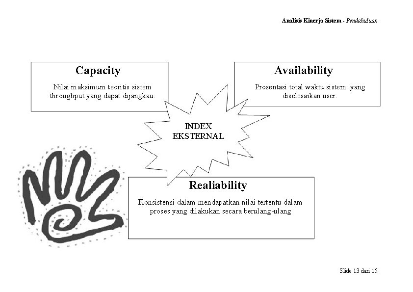 Analisis Kinerja Sistem - Pendahuluan Capacity Availability Nilai maksimum teoritis sistem throughput yang dapat