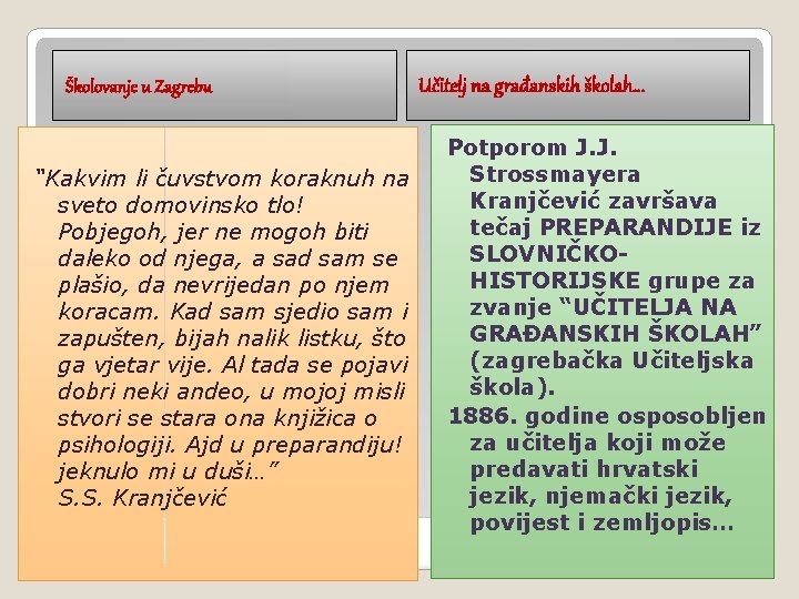 Školovanje u Zagrebu “Kakvim li čuvstvom koraknuh na sveto domovinsko tlo! Pobjegoh, jer ne