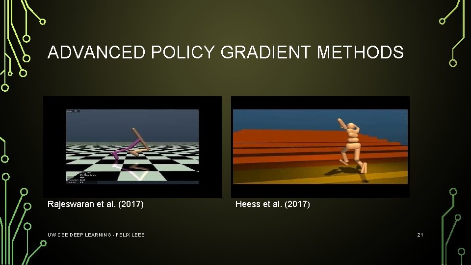 ADVANCED POLICY GRADIENT METHODS Rajeswaran et al. (2017) UW CSE DEEP LEARNING - FELIX