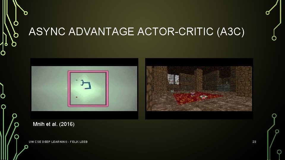 ASYNC ADVANTAGE ACTOR-CRITIC (A 3 C) Mnih et al. (2016) UW CSE DEEP LEARNING