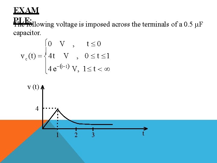 EXAM PLE: The following voltage is imposed across the terminals of a 0. 5 EXAM PLE: The following voltage is imposed across the terminals of a 0. 5