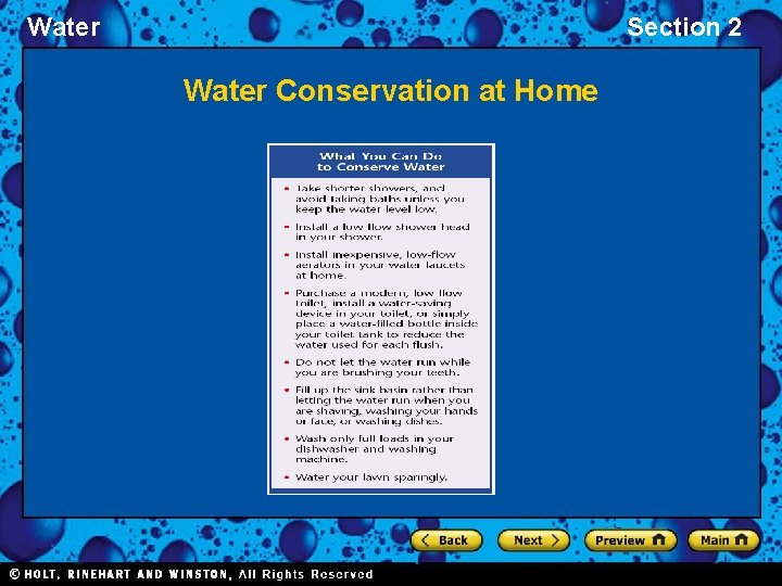 Water Section 2 Water Conservation at Home 