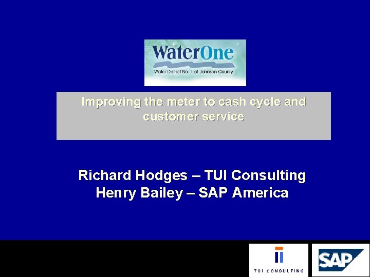 Improving the meter to cash cycle and customer service Richard Hodges – TUI Consulting