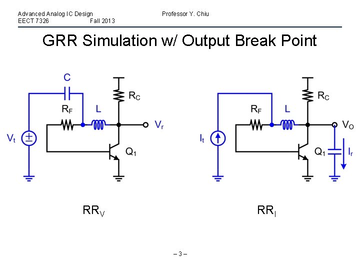 Advanced Analog IC Design EECT 7326 Fall 2013 Professor Y. Chiu GRR Simulation w/