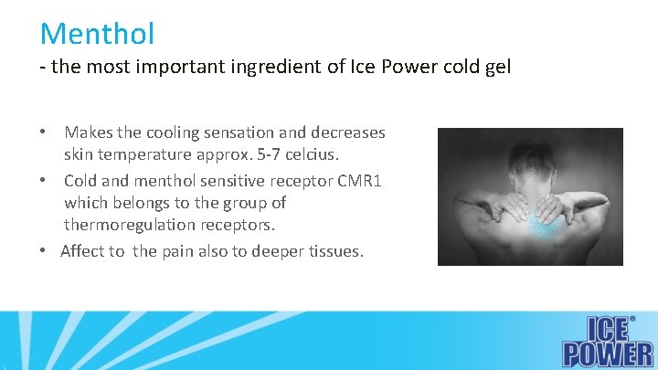 Menthol - the most important ingredient of Ice Power cold gel • Makes the