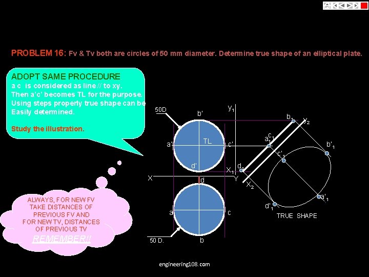 PROBLEM 16: Fv & Tv both are circles of 50 mm diameter. Determine true