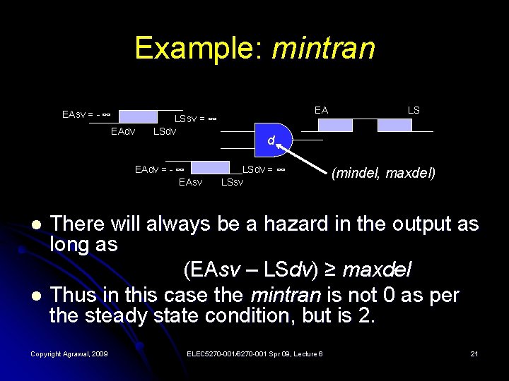 Example: mintran EAsv = - ∞ EAdv LSsv = ∞ LSdv EAdv = -