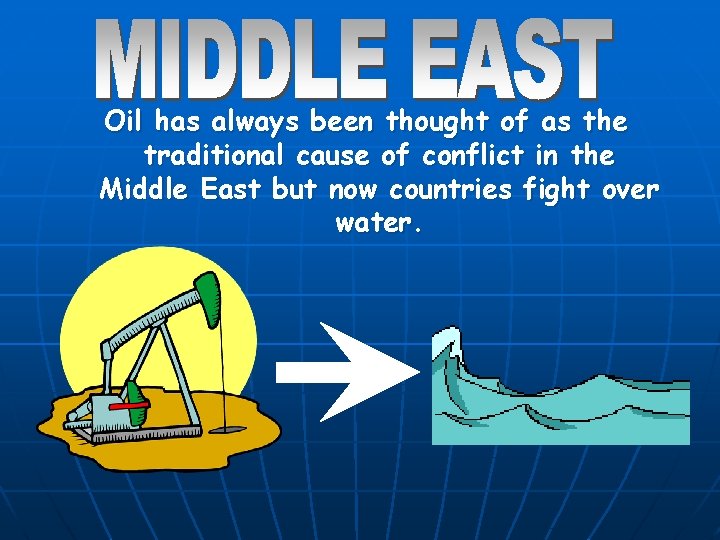 Oil has always been thought of as the traditional cause of conflict in the