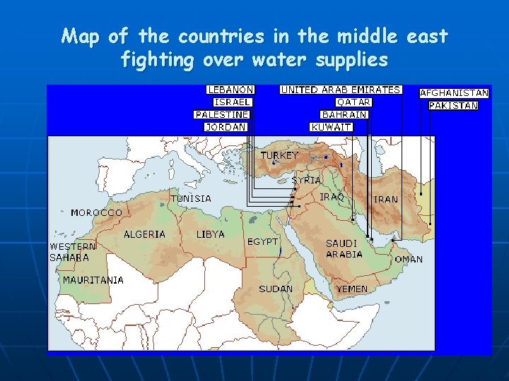 Map of the countries in the middle east fighting over water supplies 