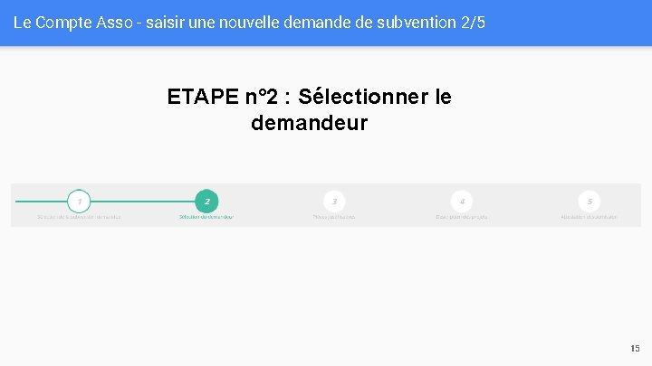 Le Compte Asso - saisir une nouvelle demande de subvention 2/5 ETAPE n° 2