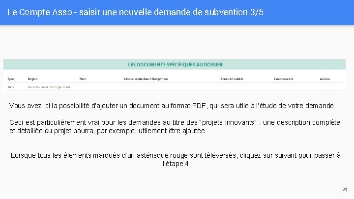 Le Compte Asso - saisir une nouvelle demande de subvention 3/5 Vous avez ici Le Compte Asso - saisir une nouvelle demande de subvention 3/5 Vous avez ici