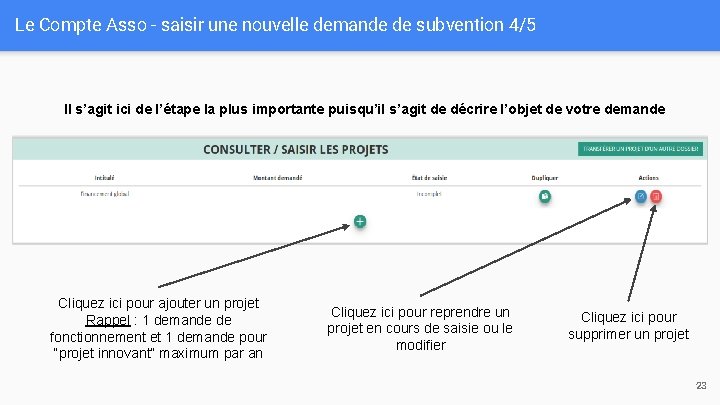 Le Compte Asso - saisir une nouvelle demande de subvention 4/5 Il s’agit ici