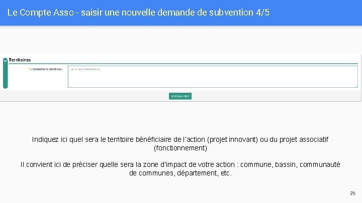 Le Compte Asso - saisir une nouvelle demande de subvention 4/5 Indiquez ici quel