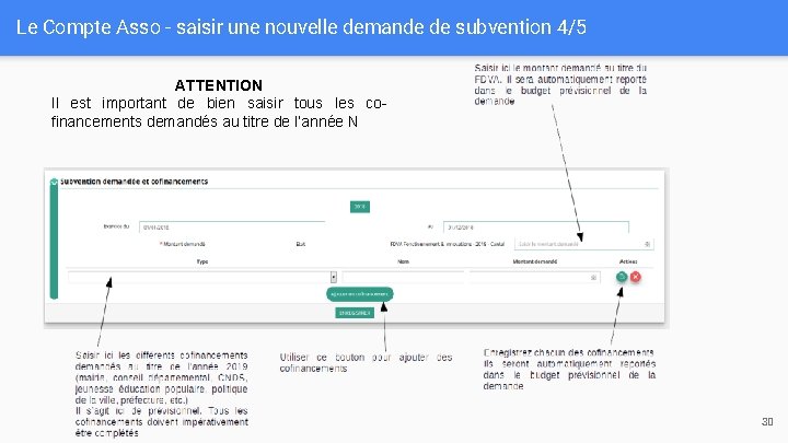 Le Compte Asso - saisir une nouvelle demande de subvention 4/5 ATTENTION Il est