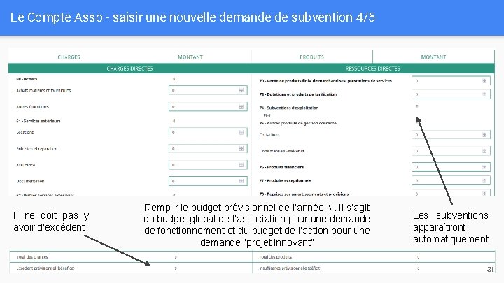 Le Compte Asso - saisir une nouvelle demande de subvention 4/5 Il ne doit