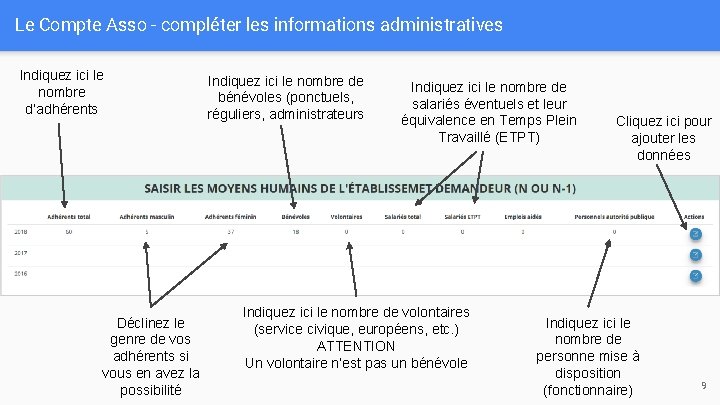 Le Compte Asso - compléter les informations administratives Indiquez ici le nombre d’adhérents Déclinez Le Compte Asso - compléter les informations administratives Indiquez ici le nombre d’adhérents Déclinez