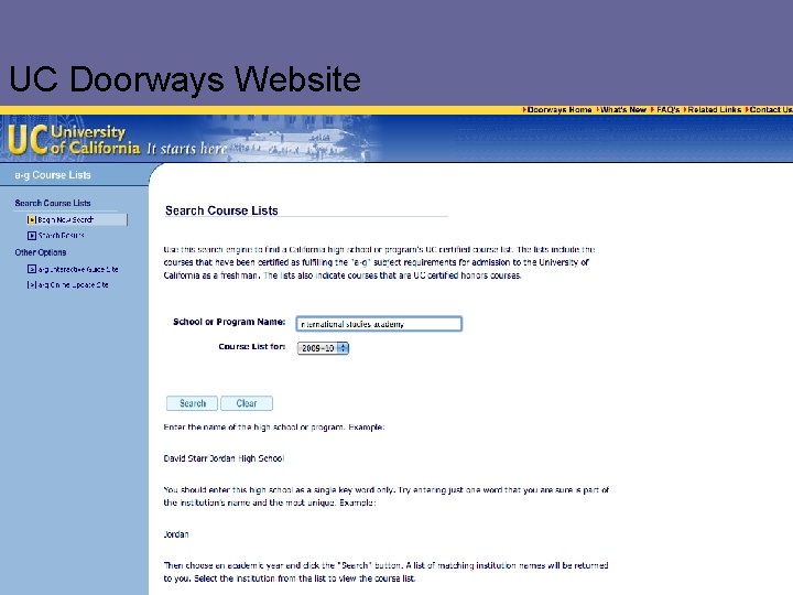 UC Doorways Website 