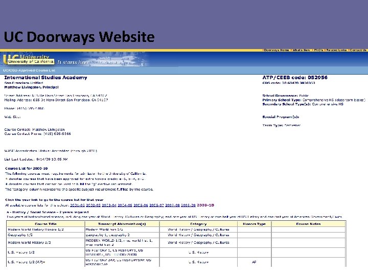 UC Doorways Website 