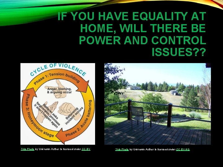 IF YOU HAVE EQUALITY AT HOME, WILL THERE BE POWER AND CONTROL ISSUES? ? IF YOU HAVE EQUALITY AT HOME, WILL THERE BE POWER AND CONTROL ISSUES? ?