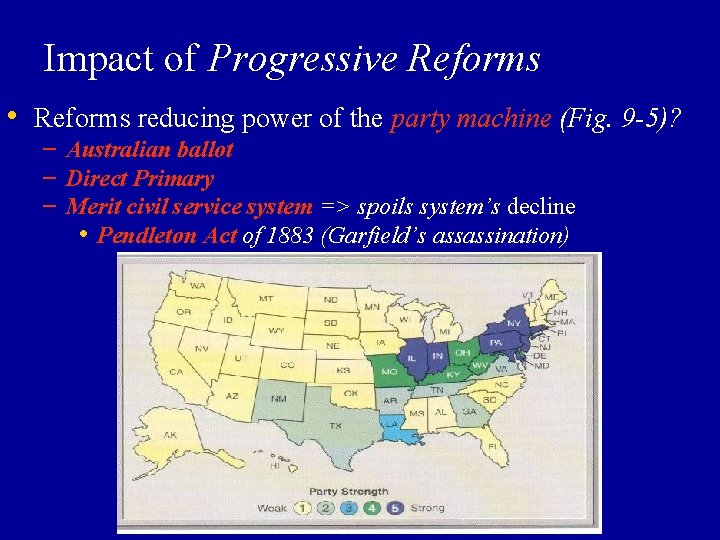 Impact of Progressive Reforms • Reforms reducing power of the party machine (Fig. 9