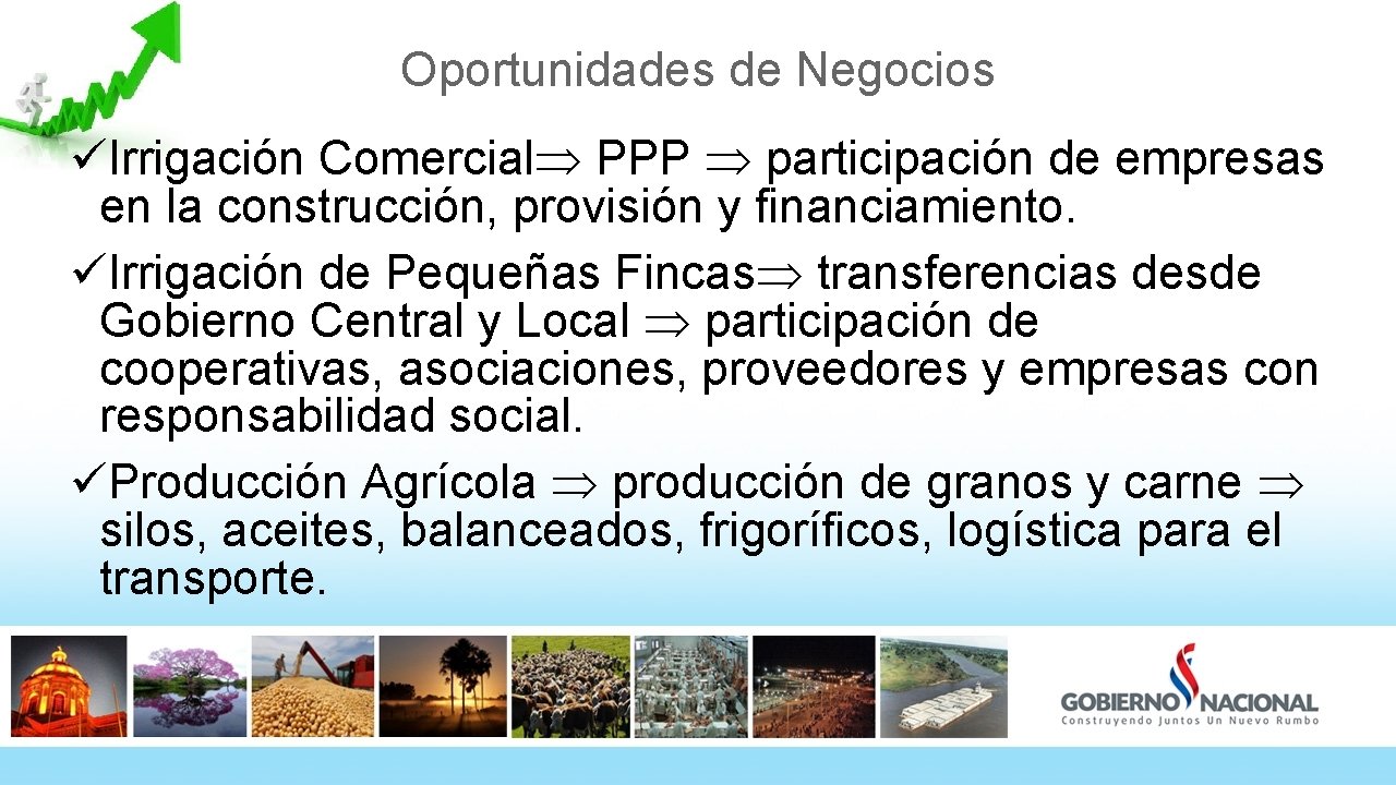 Oportunidades de Negocios üIrrigación Comercial PPP participación de empresas en la construcción, provisión y