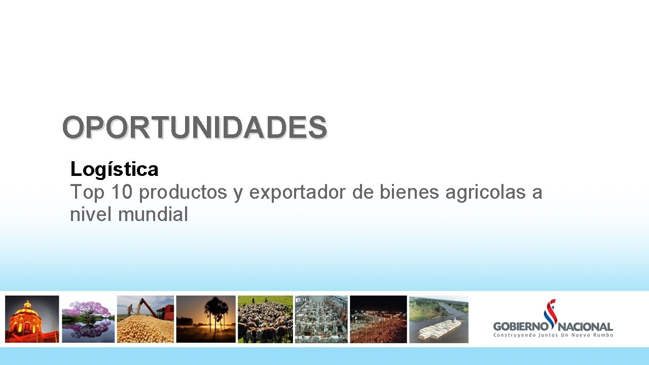 OPORTUNIDADES Logística Top 10 productos y exportador de bienes agricolas a nivel mundial 