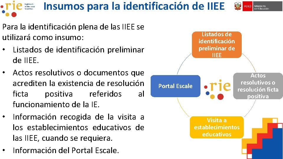 Insumos para la identificación de IIEE Para la identificación plena de las IIEE se