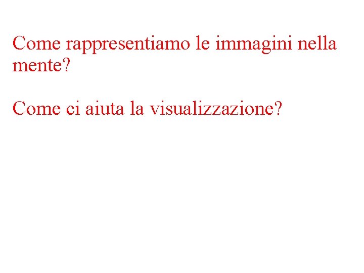 Come rappresentiamo le immagini nella mente? Come ci aiuta la visualizzazione? 