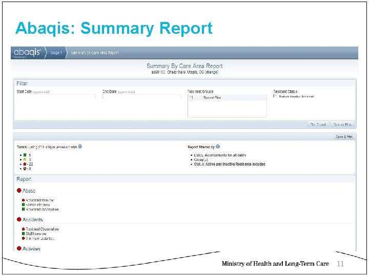 Abaqis: Summary Report 11 