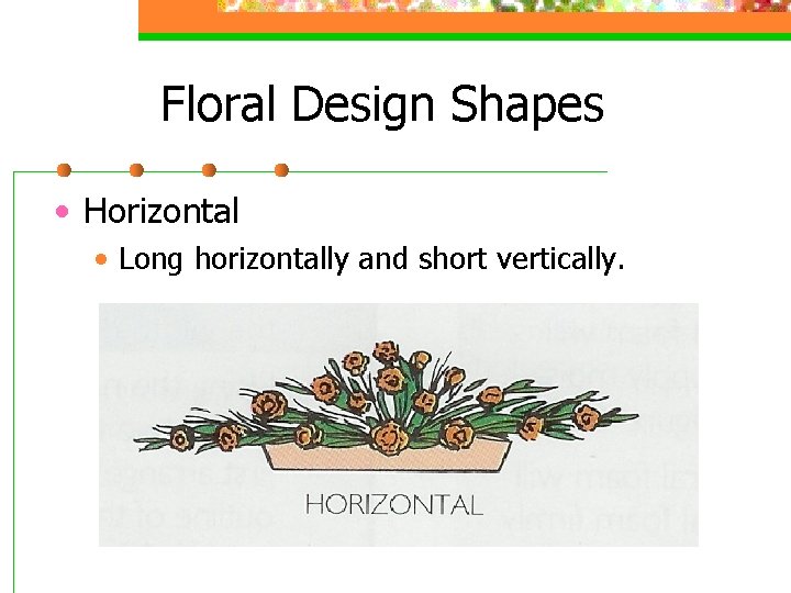 Floral Design Shapes • Horizontal • Long horizontally and short vertically. 